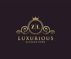 eerste zl brief Koninklijk luxe logo sjabloon in vector kunst voor restaurant, royalty, boetiek, cafe, hotel, heraldisch, sieraden, mode en andere vector illustratie.