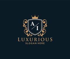 eerste ai brief Koninklijk luxe logo sjabloon in vector kunst voor restaurant, royalty, boetiek, cafe, hotel, heraldisch, sieraden, mode en andere vector illustratie.