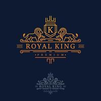 luxe koninklijke koning leeuw logo ontwerpinspiratie vector