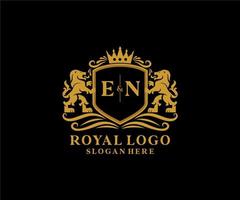 eerste nl brief leeuw Koninklijk luxe logo sjabloon in vector kunst voor restaurant, royalty, boetiek, cafe, hotel, heraldisch, sieraden, mode en andere vector illustratie.