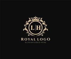 eerste lh brief luxueus merk logo sjabloon, voor restaurant, royalty, boetiek, cafe, hotel, heraldisch, sieraden, mode en andere vector illustratie.