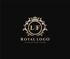 eerste lf brief luxueus merk logo sjabloon, voor restaurant, royalty, boetiek, cafe, hotel, heraldisch, sieraden, mode en andere vector illustratie.