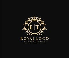 eerste lt brief luxueus merk logo sjabloon, voor restaurant, royalty, boetiek, cafe, hotel, heraldisch, sieraden, mode en andere vector illustratie.