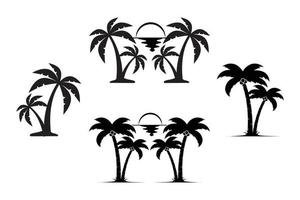 palm boom silhouet in zonsondergang tijd vector