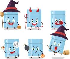 halloween uitdrukking emoticons met tekenfilm karakter van koelkast vector