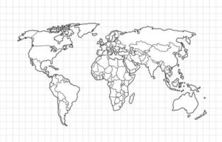 schets wereld kaart achtergrond vector