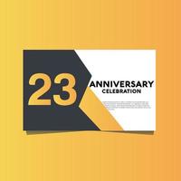 23 jaren verjaardag viering verjaardag viering sjabloon ontwerp met geel kleur achtergrond vector