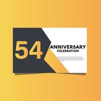 54 jaren verjaardag viering verjaardag viering sjabloon ontwerp met geel kleur achtergrond vector