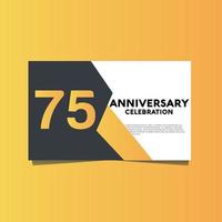 75 jaren verjaardag viering verjaardag viering sjabloon ontwerp met geel kleur achtergrond vector
