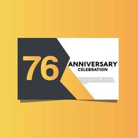 76 jaren verjaardag viering verjaardag viering sjabloon ontwerp met geel kleur achtergrond vector