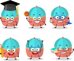 school- leerling van hoed tekenfilm karakter met divers uitdrukkingen vector