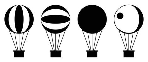 heet lucht ballon icoon set, silhouet ontwerp Aan wit achtergrond. vector illustratie