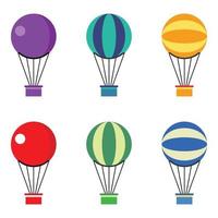 heet lucht ballon icoon set, kleurrijk vlak ontwerp. vector illustratie