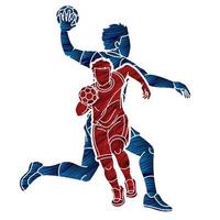 groep van handbal sport mannetje spelers vector