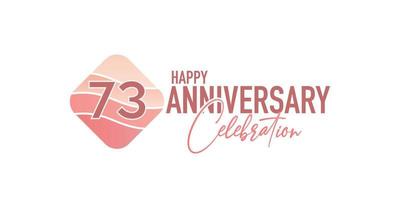 73 jaren verjaardag logo vector illustratie ontwerp viering met roze meetkundig ontwerp