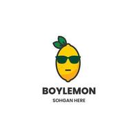 jongen citroen logo, citroen geek logo, citroen fruit combineren met bril logo ontwerp concept vector