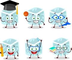 school- leerling van ijs buis tekenfilm karakter met divers uitdrukkingen vector