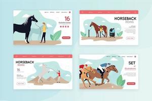 web banier opleiding paarden. vector illustratie