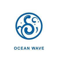 golven en water logo geïsoleerd ronde vorm logotype blauw kleur water plons illustratie vector