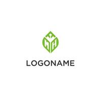 mh monogram met blad logo ontwerp ideeën, creatief eerste brief logo met natuurlijk groen bladeren vector