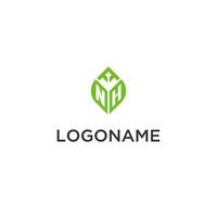 nh monogram met blad logo ontwerp ideeën, creatief eerste brief logo met natuurlijk groen bladeren vector
