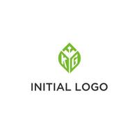 kg monogram met blad logo ontwerp ideeën, creatief eerste brief logo met natuurlijk groen bladeren vector