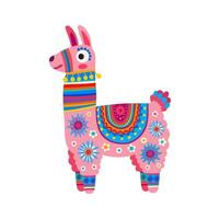 tekenfilm lama of schattig alpaca met bloemen prints vector