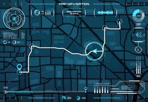 hud navigatie koppel met gegevens naar bereiken punt vector