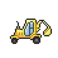 backhoe zwaar voertuig in pixel kunst stijl vector