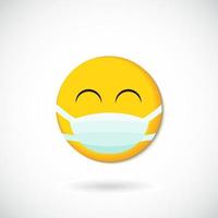 emoji met mond masker - geel gezicht met Gesloten ogen vervelend een wit chirurgisch masker vector