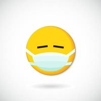 emoji met mond masker - geel gezicht met Gesloten ogen vervelend een wit chirurgisch masker vector