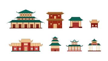 Chinese huis gebouw reeks in kleurrijk vector