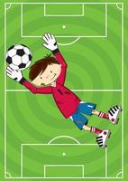 schattig tekenfilm Amerikaans voetbal voetbal doelman Aan toonhoogte - sport- illustratie vector