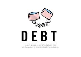 financiën. schuld. beugel logo, keten met schuld inscriptie. vector illustratie