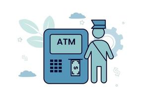 logo verzameling. logo met de beeld van een Geldautomaat en een contant geld verzamelaar. vector illustratie.