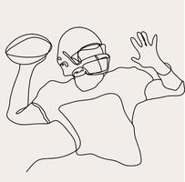 minimalistische Amerikaans Amerikaans voetbal lijn kunst, sport schets tekening, voetbal rugby schetsen, atleet spelers vector