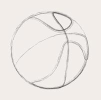 minimalistische basketbal lijn kunst, bal spel schets tekening, sport illustratie, vector speler