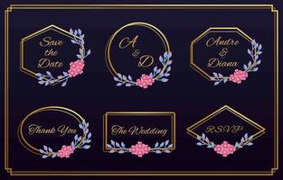 set bloemen bruiloft logo's en monogram