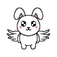 pixel kunst schattig konijn vliegend ontwerp mascotte kawaii vector