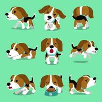 stripfiguur beagle hond poses vector