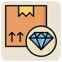 gevulde kleur schets icoon voor diamant doos. vector