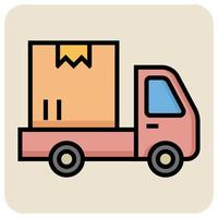 gevulde kleur schets icoon voor lading vrachtwagen. vector