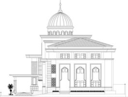 doorlopend lijn tekening van gebouw islamitisch, woon- gebouw concept, logo, symbool, bouw, illustratie eenvoudige.vector. een lijn tekening van een huis. huis 2d tekening. vector