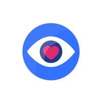 oog met hart, vector logo ontwerp