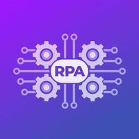 rpa vector pictogram met versnellingen, robotica procesautomatisering technologie concept