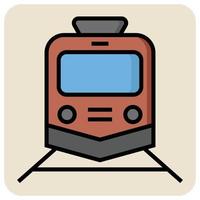 gevulde kleur schets icoon voor trein. vector