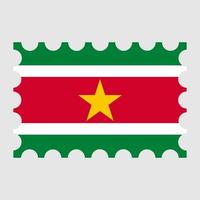 port postzegel met Suriname vlag. vector illustratie.