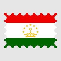 port postzegel met Tadzjikistan vlag. vector illustratie.