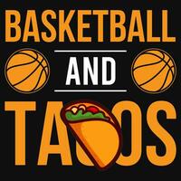 basketbal en taco's t-shirt ontwerp vector