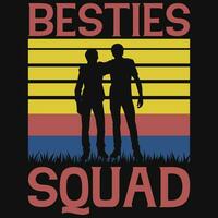 besties ploeg vrienden jaargangen t-shirt ontwerp vector